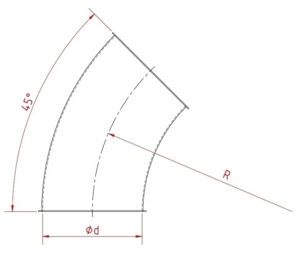 Alkūnė  d120/ 2 mm/ 45laips. R=D daž.