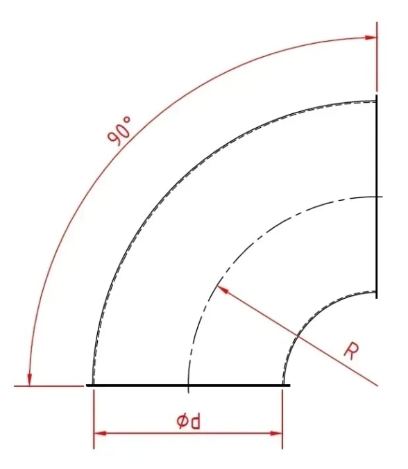 Alkūnė d100mm/1,5mm/90°, R=1D, cinkuota