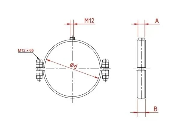 Laikiklis vamzdžiui d80mm, M10, cinkuotas