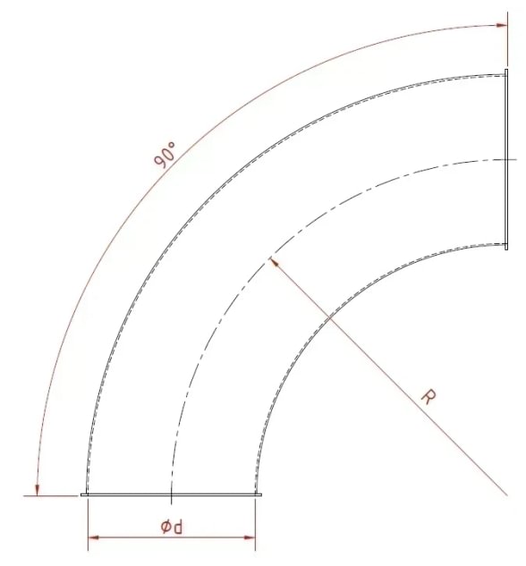 Alkūnė  d120/ 2 mm/ 90laips. R=D daž.