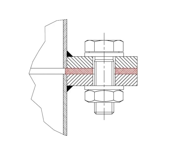 Varžtų kompl. flanšams d550 - 1000, M12, 45mm ilgio, nerūdijančio plieno, 100 vnt.