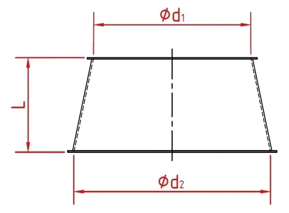 Perėjimas d100/140/1,5mm, dažytas