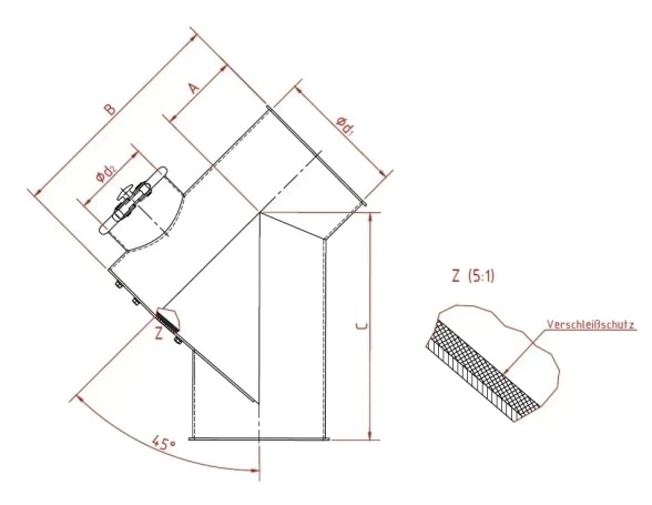 Stabdis srauto d120/2mm, 45°, dažytas