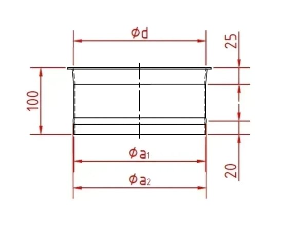 Jungtis žarnos d140/1,5mm, nerūdijančio plieno