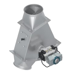 Skirstytuvas dviejų krypčių simetrinis pneumatinis d150/3mm, 45°, dažytas