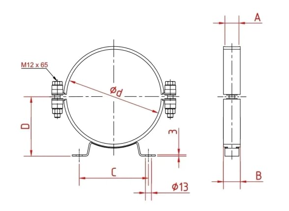 Laikiklis vamzdžiui su auselėmis d80mm, cinkuotas