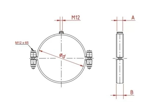 Laikiklis vamzdžiui d100mm, M10, nerūdijančio plieno