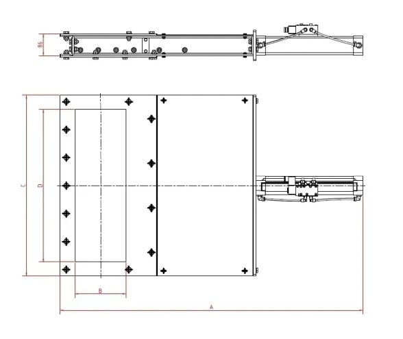 Sklendė po transporteriu pneumatinė d150mm, nerūdijančio plieno
