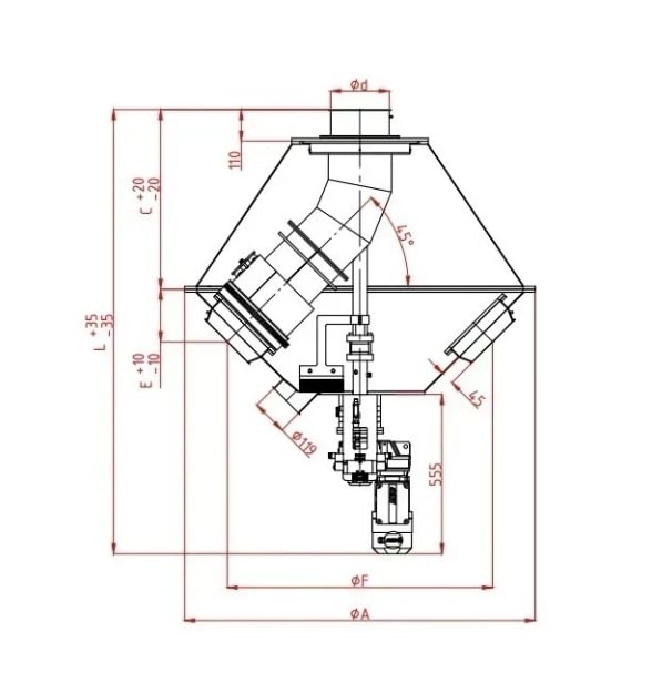 Skirstytuvas rotorinis elektrinis d175, 45°, 14 krypčių, dažytas