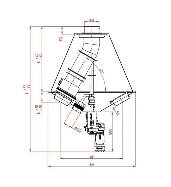 Skirstytuvas rotorinis elektrinis d120, 60°, 16 krypčių, dažytas