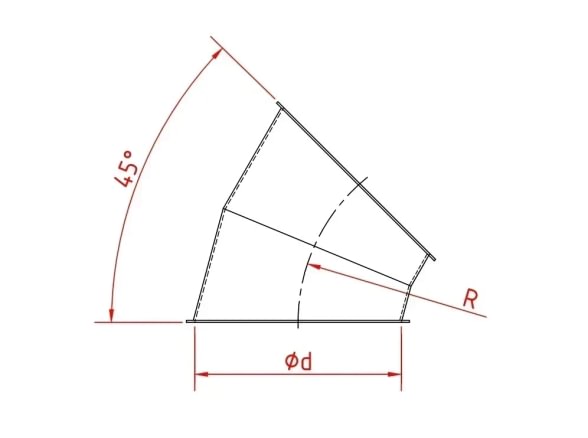 Alkūnė  d350/ 1,5mm/ 45 laips.R=1D        .