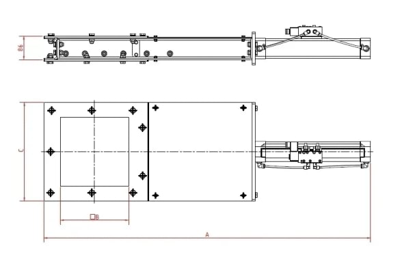 Sklendė po bokštu pneumatinė d150mm, nerūdijančio plieno