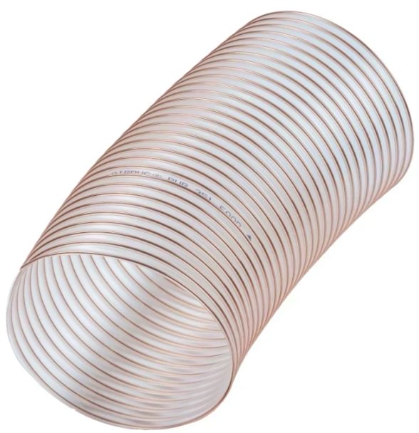 Žarna spiralinė d150mm/0,9mm, 6000mm ilgis, poliuretaninė (PUR), skaidri