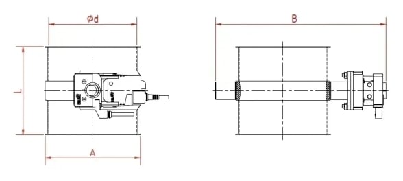 Vožtuvas uždarymo su tarpine d100/2mm, 24V, nerūdijančio plieno