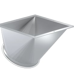 Perėjimas iš kvadrato į apvalų d80/1,5mm, 60°, dažytas