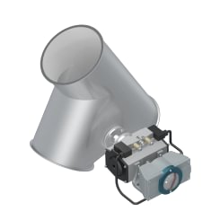 Skirstytuvas dviejų krypčių asimetrinis pneumatinis d100/2mm, 45°, dažytas