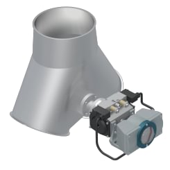 Skirstytuvas dviejų krypčių simetrinis pneumatinis d100/2mm, 45°, dažytas