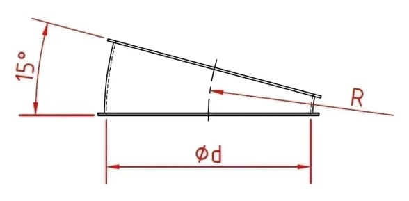 Alkūnė d120mm/2mm/15°, dažyta