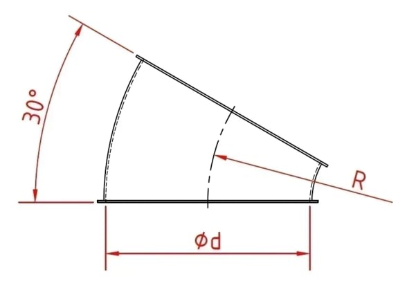 Alkūnė d120mm/2mm/30°, dažyta