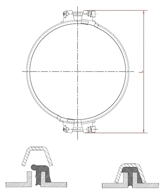 Sąvarža be hermetiko d150mm/3mm, nerūdijančio plieno