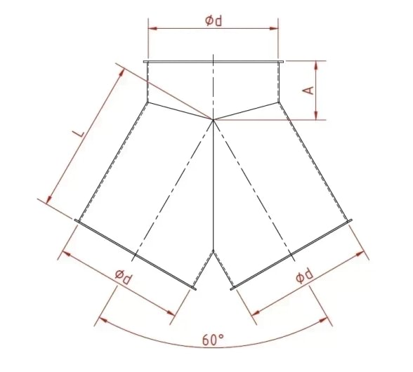 Trišakis simetrinis d120/120/120/1,5mm, 60°, cinkuotas