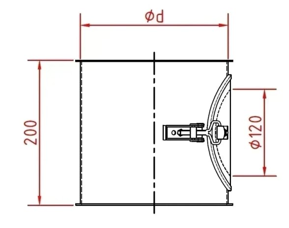 Vamzdis revizijai d150mm/1,5mm, dažytas su fiksatoriumi