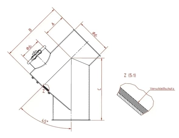 Stabdis srauto d200/2mm, 45°, nerūdijančio plieno