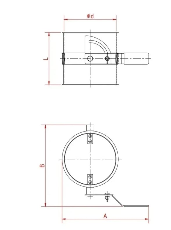 Droselinė sklendė su tarpine d120/2mm, rankinė, dažyta