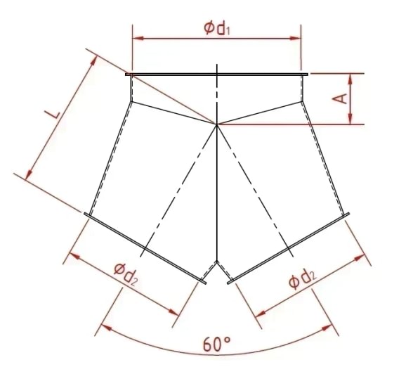 Trišakis simetrinis d100/80/80/1,5mm, 60°, cinkuotas
