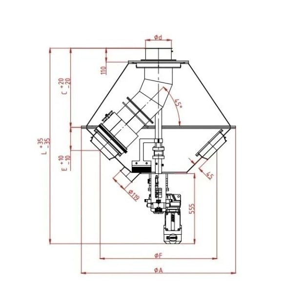 Skirstytuvas rotorinis elektrinis d200, 45°, 6 krypčių, dažytas