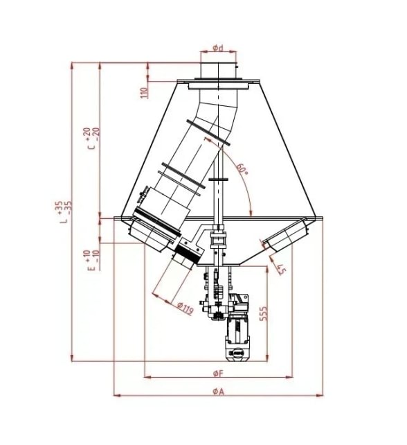 Skirstytuvas rotorinis elektrinis d100, 60°, 10 krypčių, dažytas