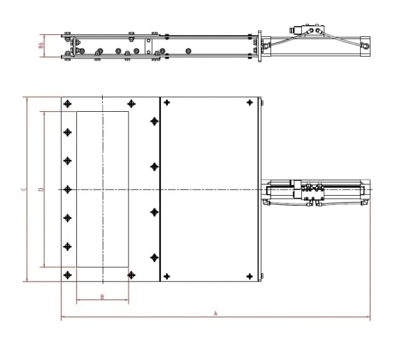 Sklendė po transporteriu pneumatinė d150mm, dažyta